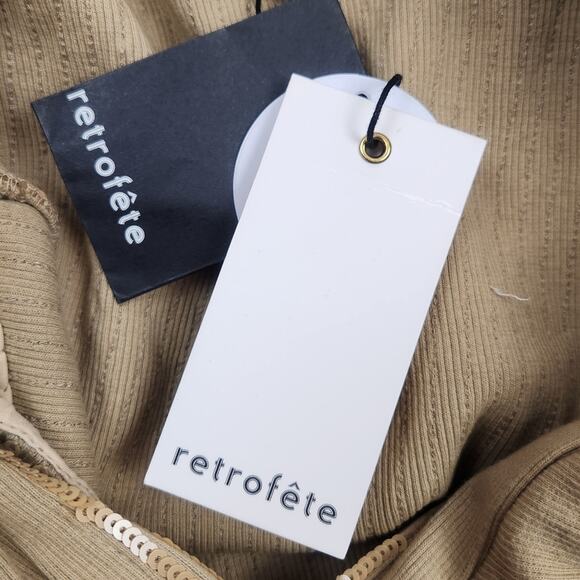 Retrofete Sariah Sequin Dress in Nude Size XL NWT Sleeveless Cutout Midi - Picture 12 of 14